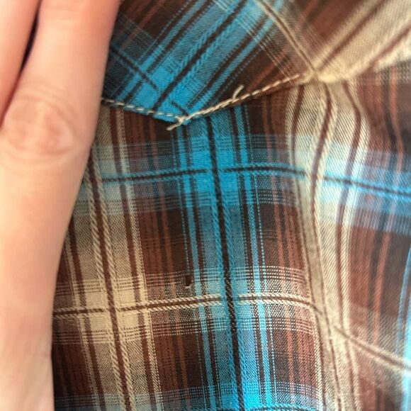 Men’s Button Down Pearl Snap Roper Long Sleeve Shirt Size Large - Picture 3 of 4